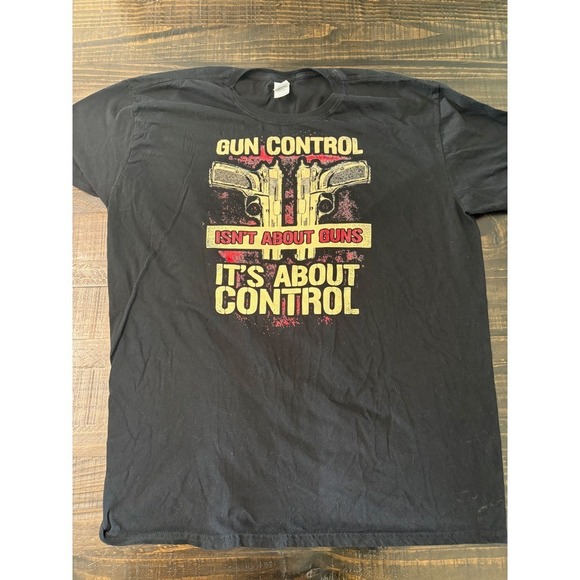 Gildan Other - Gildan Gun Control Isn't About Guns Graphic T-Shirt Mens 2XL Black 2nd Amendment